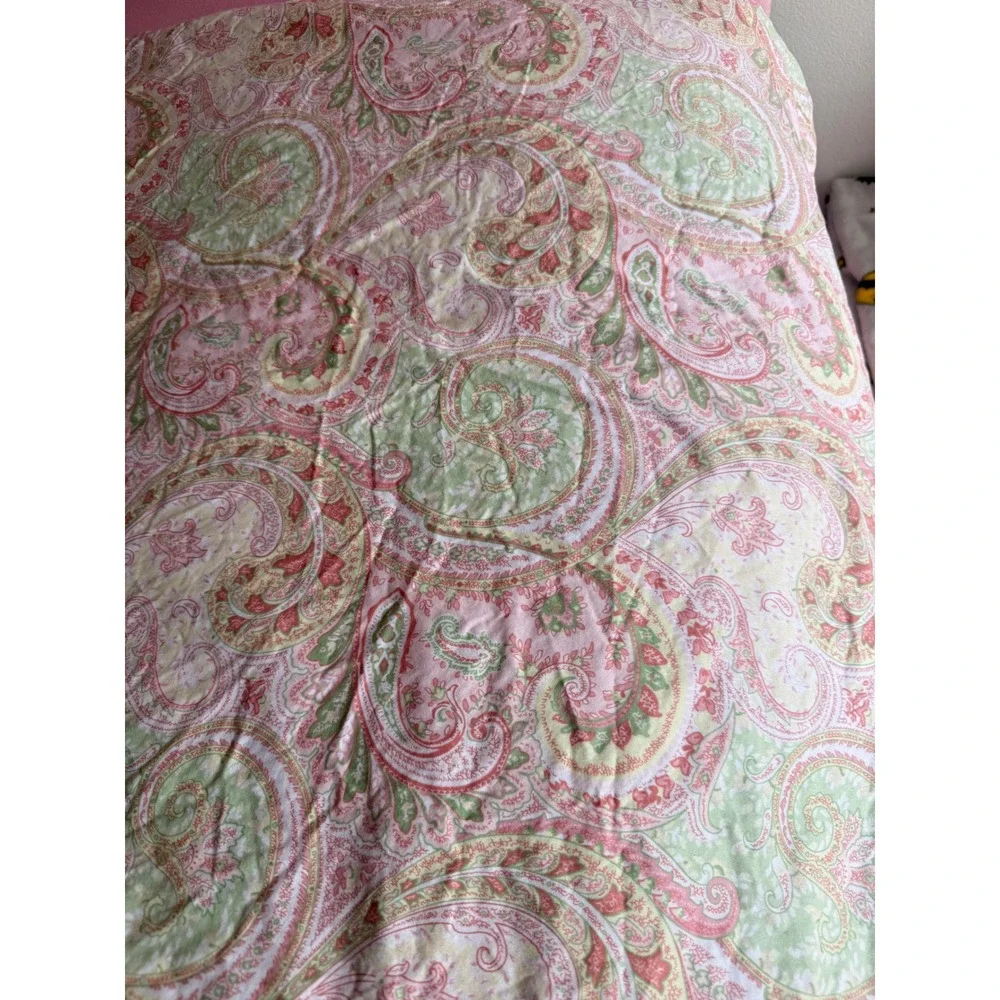 Kas Full Size Duvet Cover Pink Green Paisley Reversible Bohemian Bedding